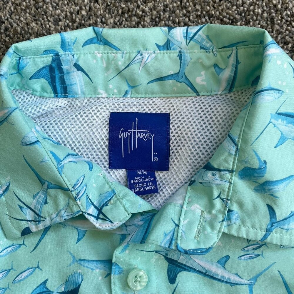 Men's Medium Guy Harvey Marlin Beach Glass Tonal Bills Long Sleeve Fish Shirt - Picture 8 of 12